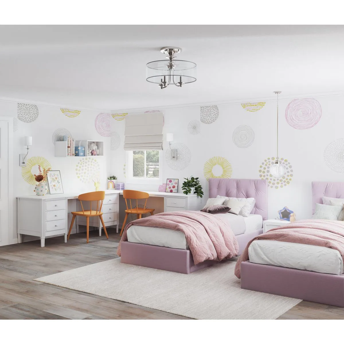 Marche' Collection Three-Light Semi-Flush Convertible