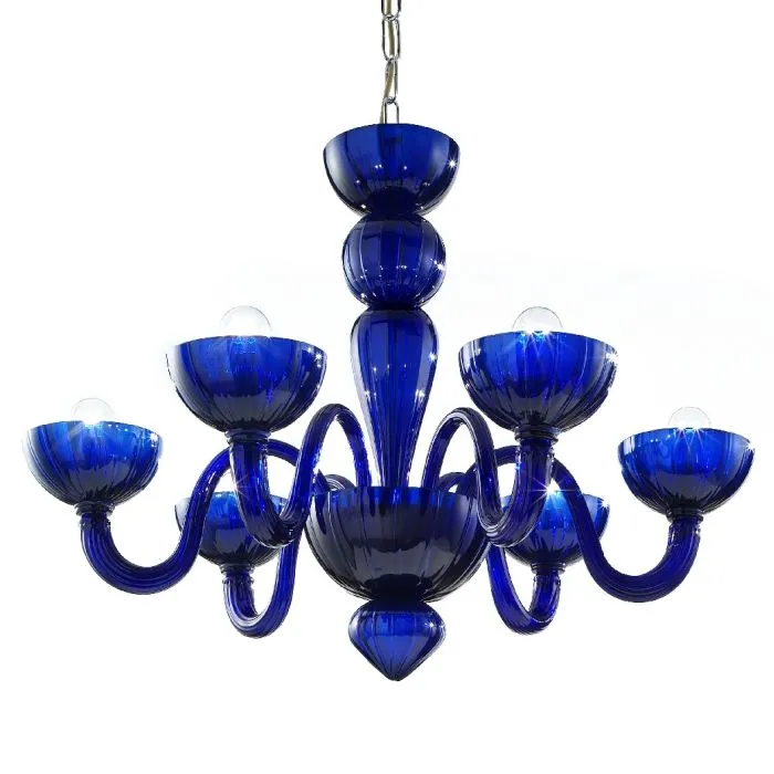 Modern Red, Blue, Amber Or Green Murano Chandelier