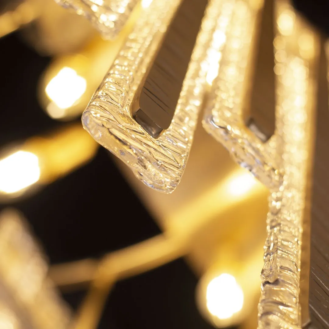 Modern Staggered Glass Oval Dining Chandelier With Brass Detailing