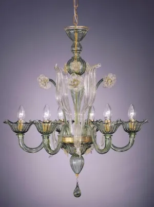 Murano Crystal And Green Glass Chandelier