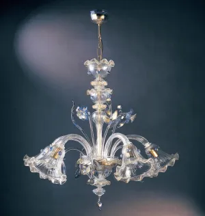 Murano Glass Chandelier With Blue Decorations