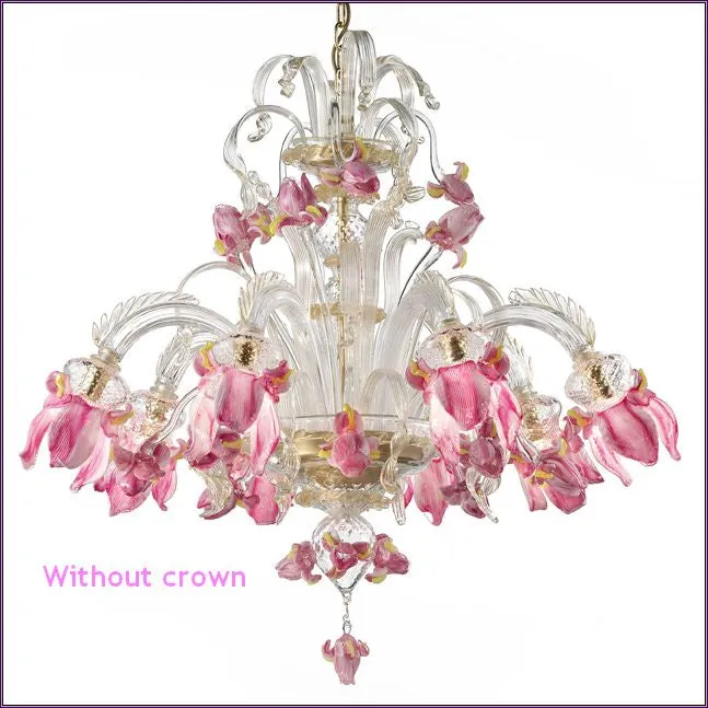 Murano Pink Flower Chandelier In 9 Sizes