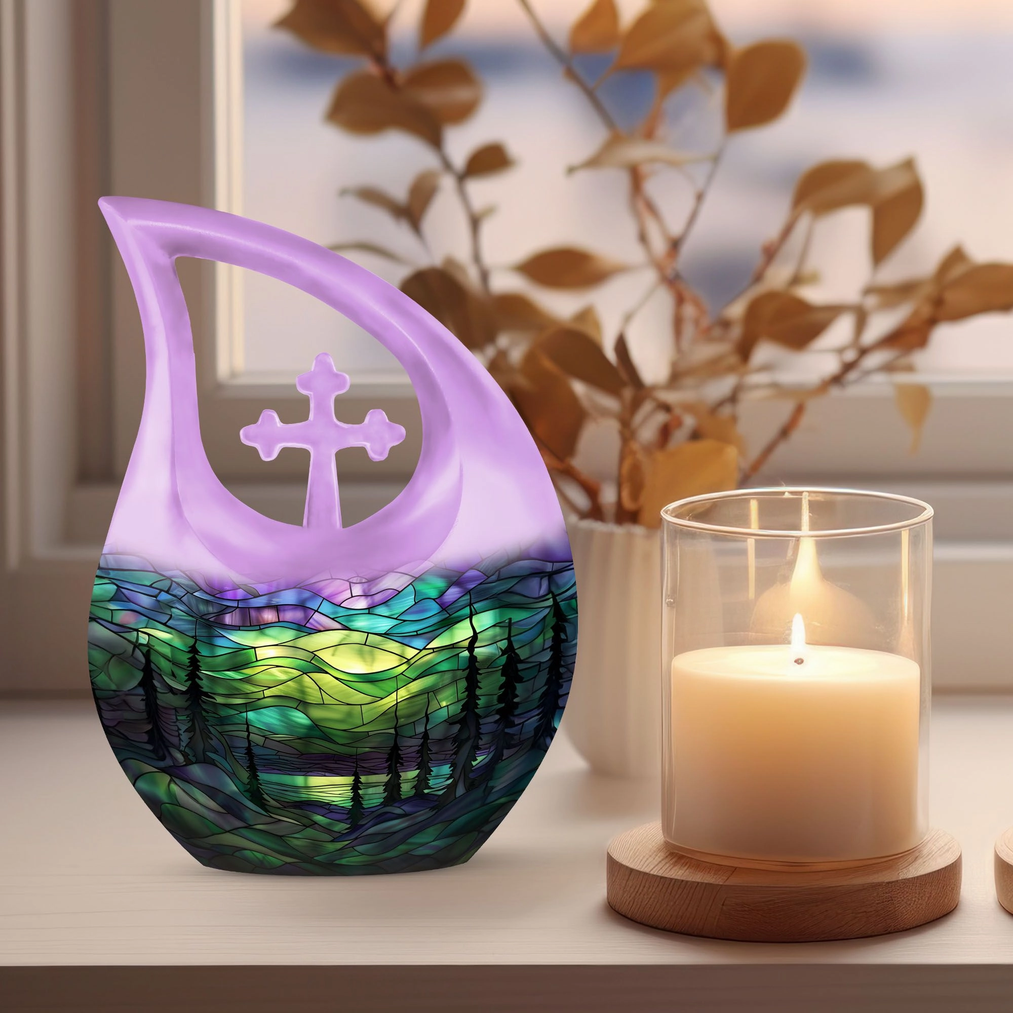 Northern Lights Cremation Urn For Human Ashes