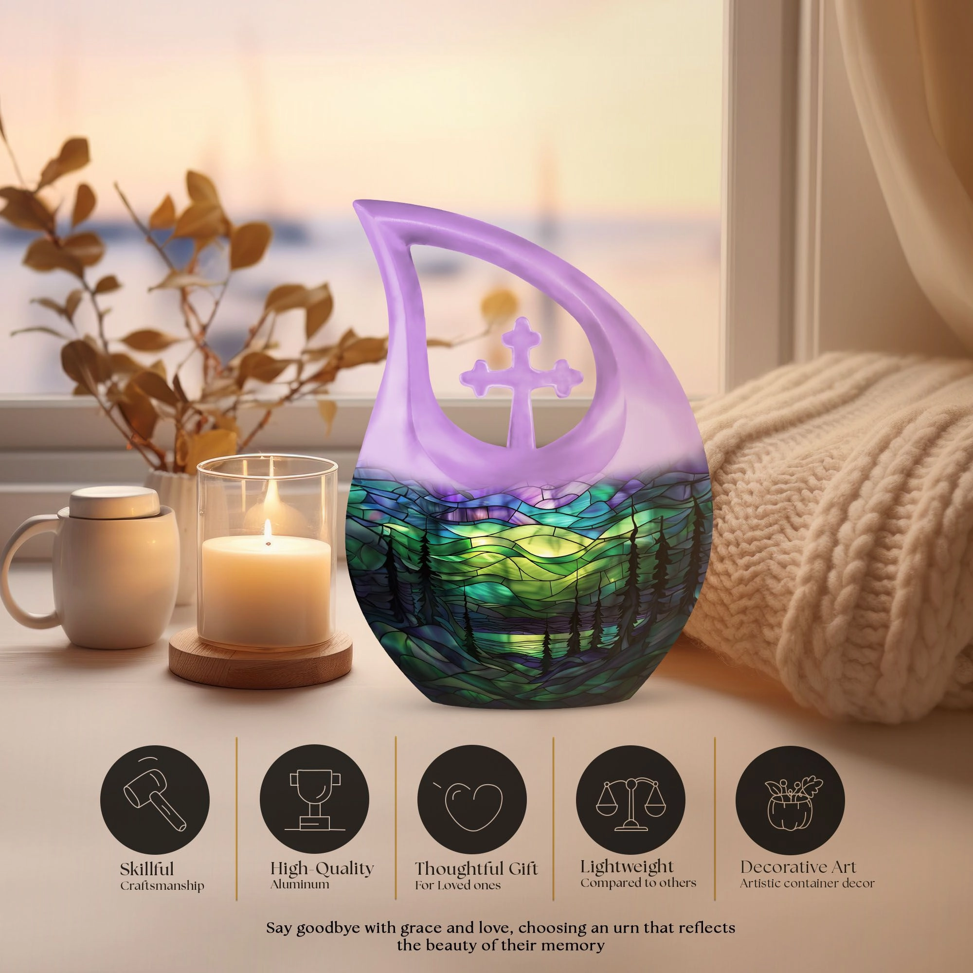 Northern Lights Cremation Urn For Human Ashes