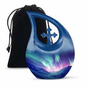 Northern Lights Medium-sized Memorial Urn For human Ashes