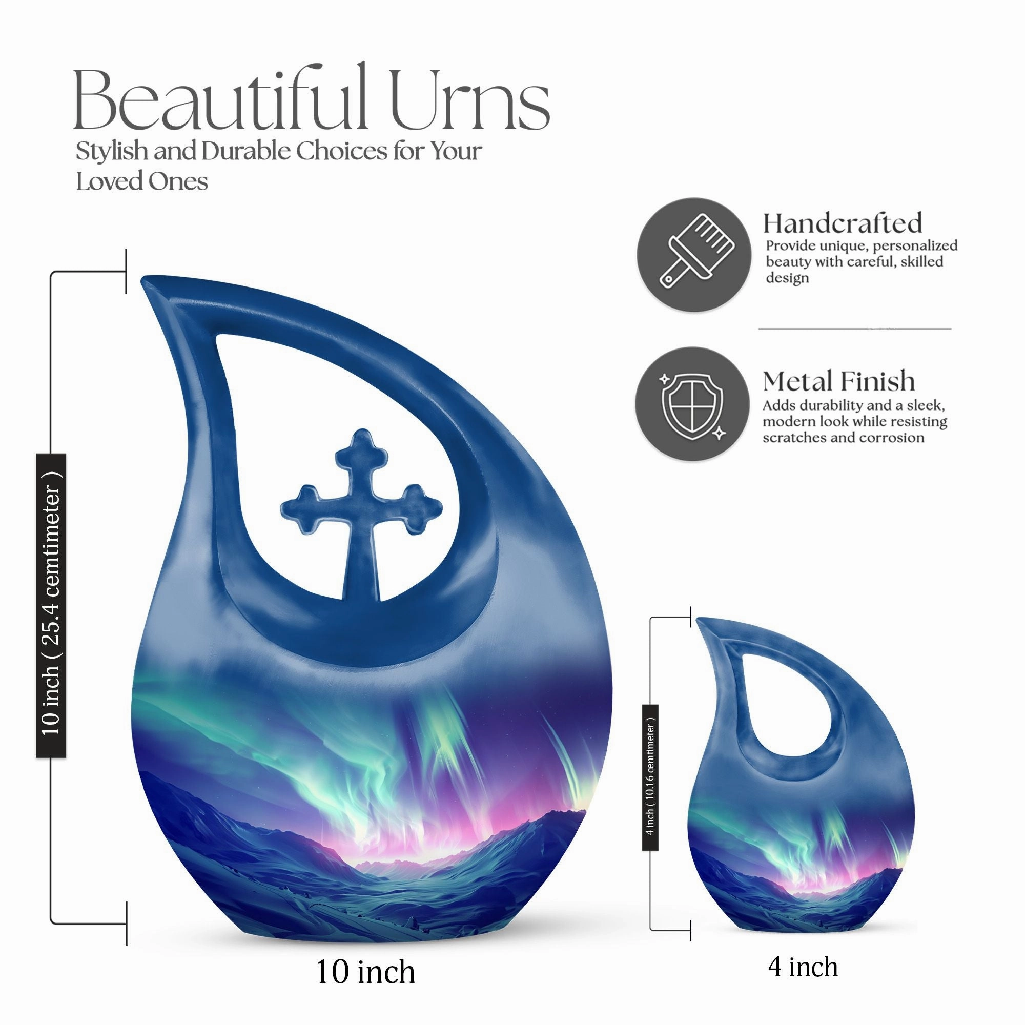 Northern Lights Medium-sized Memorial Urn For human Ashes