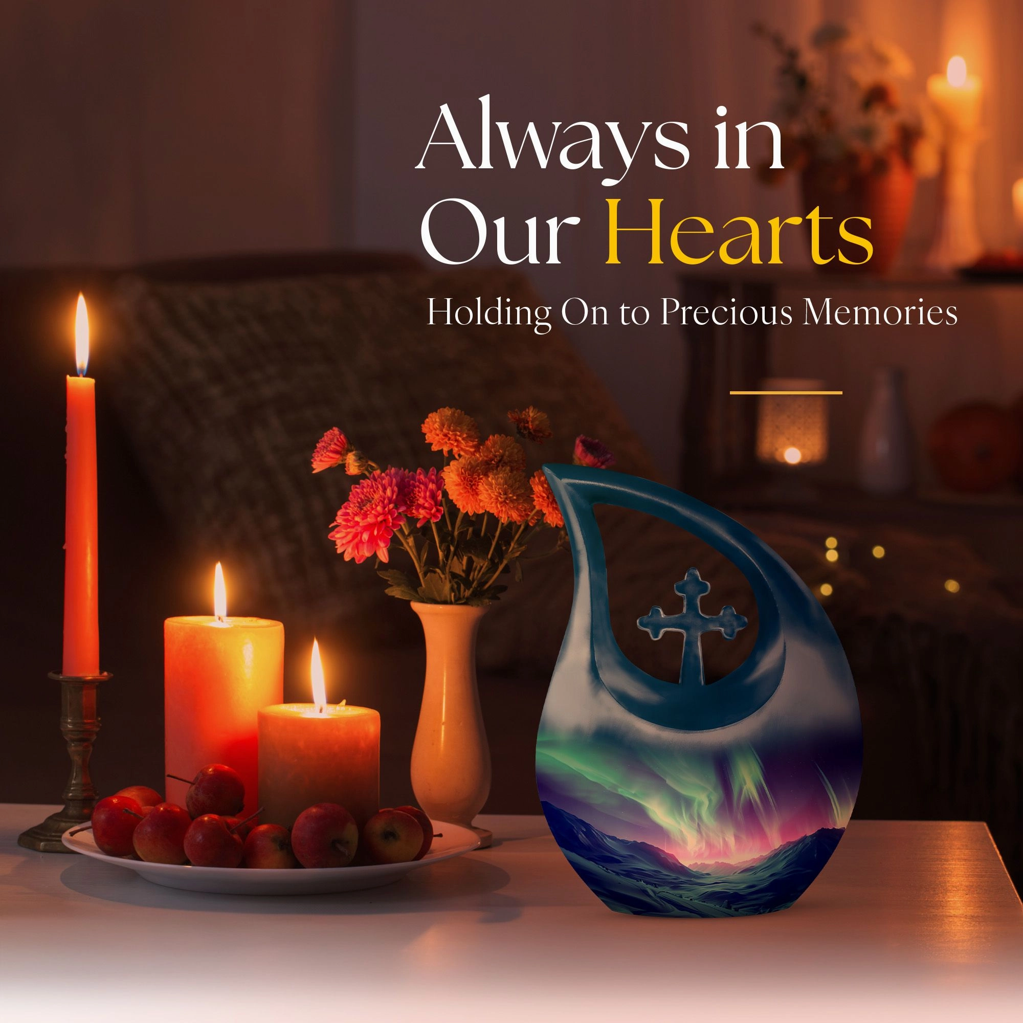 Northern Lights Medium-sized Memorial Urn For human Ashes