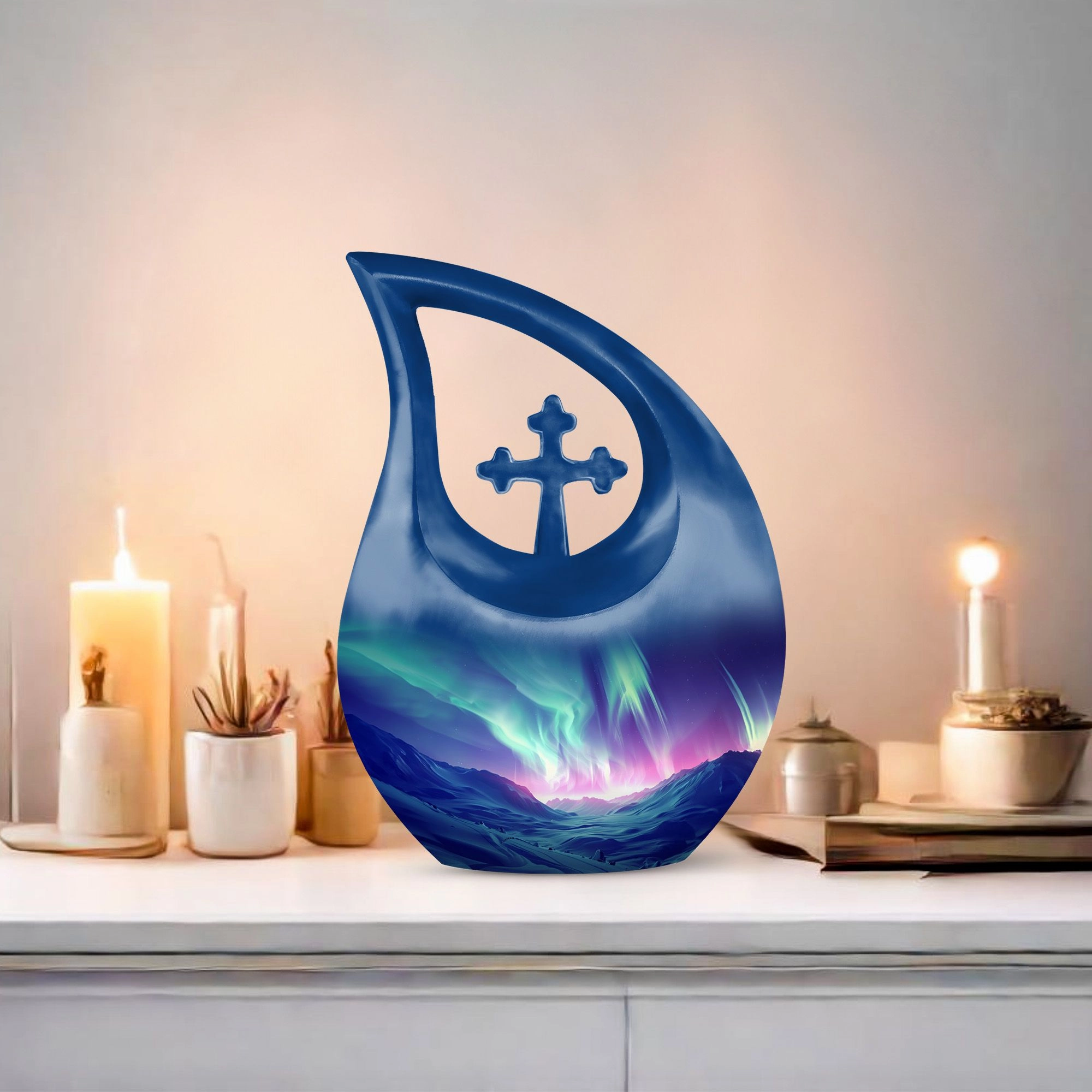 Northern Lights Medium-sized Memorial Urn For human Ashes
