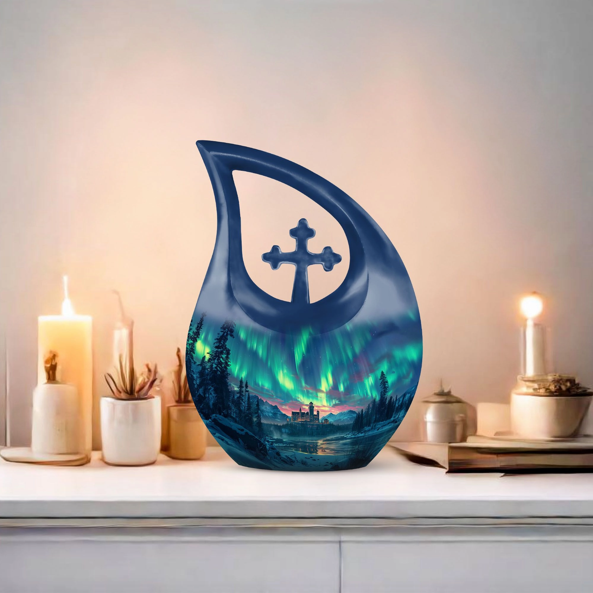 Northern Lights Memorial Urn -Small Containers For Cremated Ashes