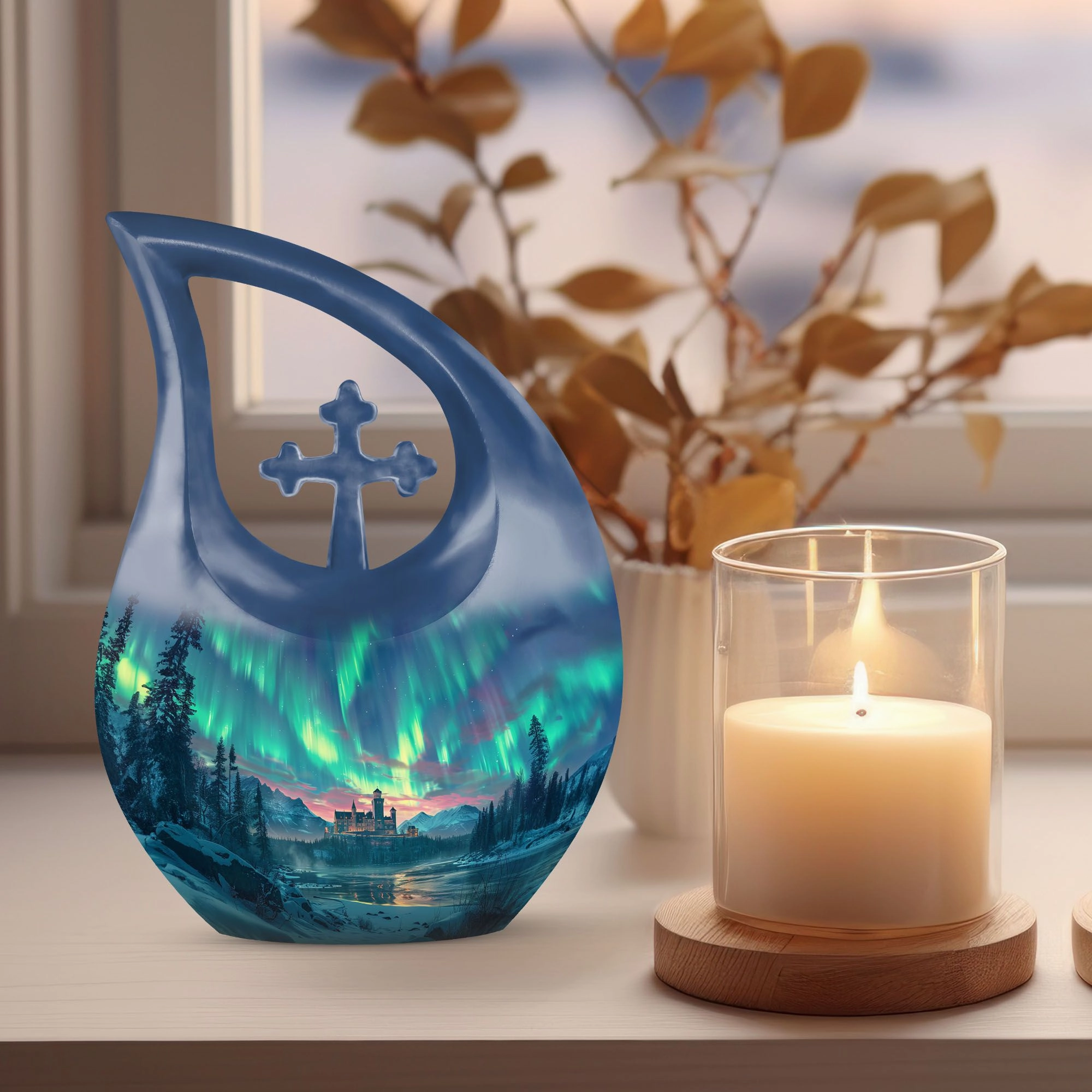 Northern Lights Memorial Urn -Small Containers For Cremated Ashes