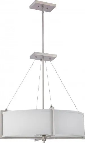 Nuvo Lighting 60-4345 Portia Collection Oval Four Light Energy Star Efficient Fluorescent GU24 Chandelier in Brushed Nickel Finish