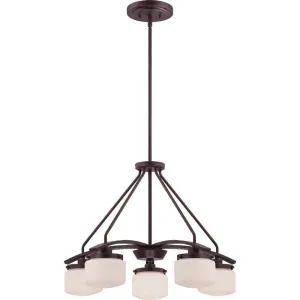 Nuvo Lighting 60-5125 Austin Collection Five Light Hanging Pendant Chandelier in Russet Bronze Finish