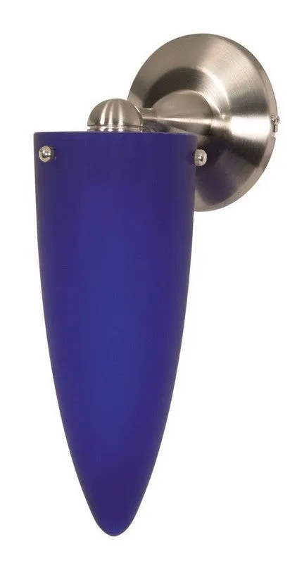 Nuvo Lighting 60-697 One Light Wall Sconce in Brushed Nickel Finish And Cobalt Blue Cone Cone Glass