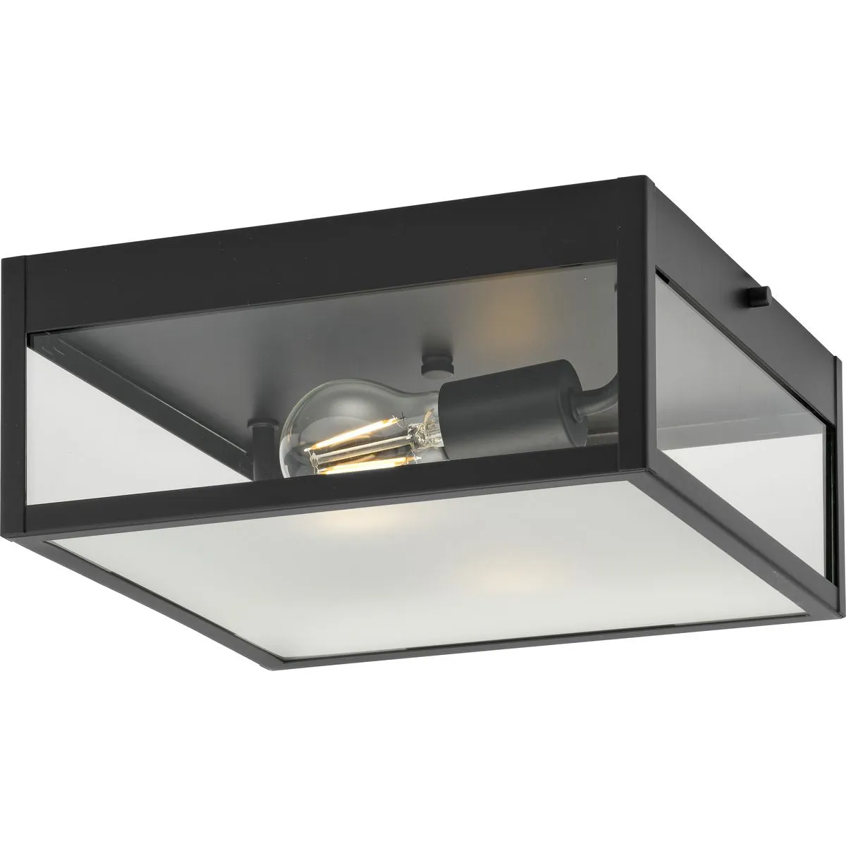 Parrish Collection Two-Light Clear Etched Glass Outdoor Flush Mount