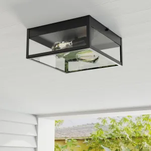 Parrish Collection Two-Light Clear Etched Glass Outdoor Flush Mount