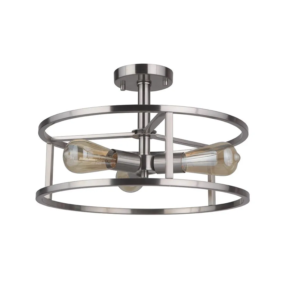 Phillip 3 Light Semi Flush - Satin Nickel