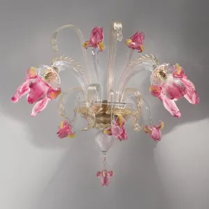 Pink Murano Glass Flower Wall Chandelier