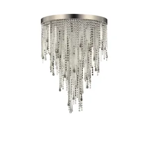 Premium Clear Crystal & Smoke Glass Droplet Flush Chandelier
