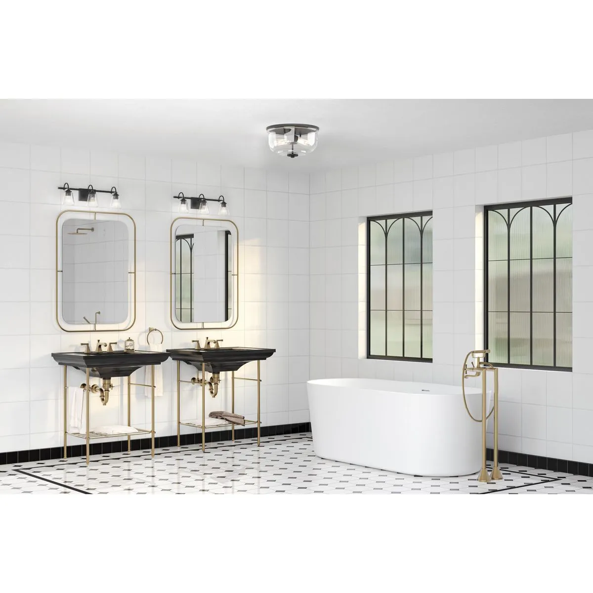Rushton Collection Two-Light Clear Glass Flush Mount Ceiling Light