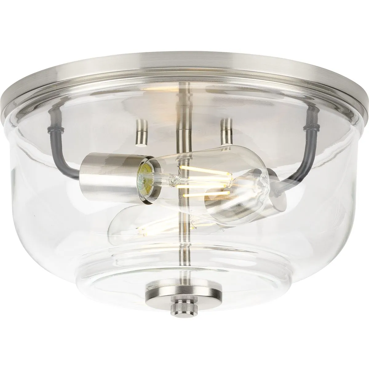 Rushton Collection Two-Light Clear Glass Flush Mount Ceiling Light