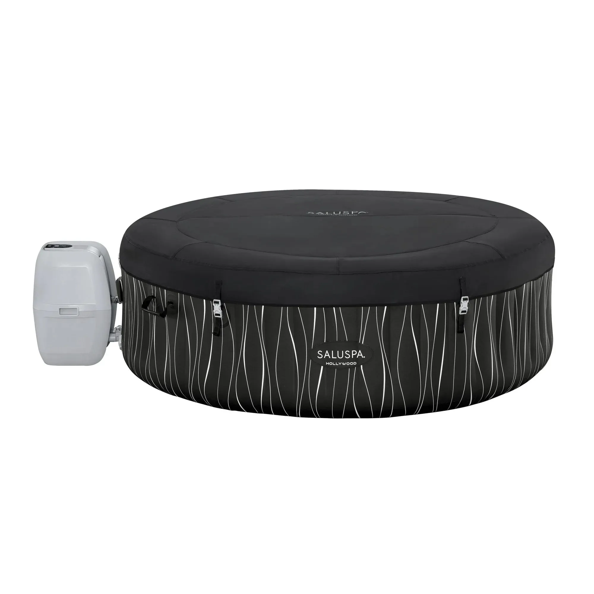 SaluSpa 60134E Hollywood AirJet Inflatable Circle Hot Tub Spa with Color-Changing LED Lights 4-6 Person with Pump #P08411