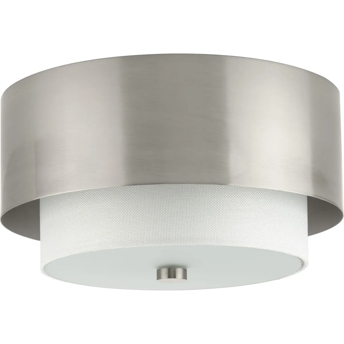 Silva Collection Two-Light White Linen Shade 14" Flush Mount