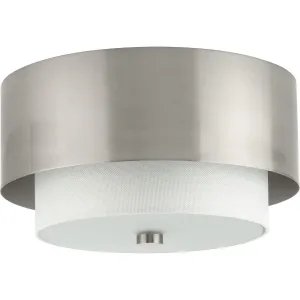 Silva Collection Two-Light White Linen Shade 14" Flush Mount