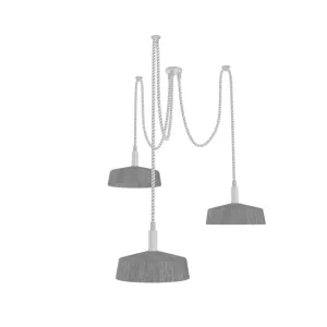 Swag Chandelier: 3 Pendant White Rope with Felt Dome Shades