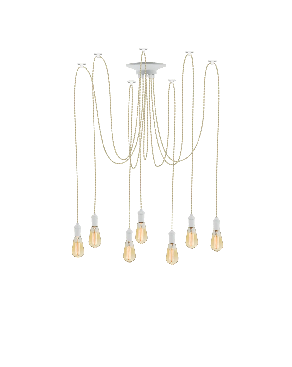 Swag Chandelier: Beige and White