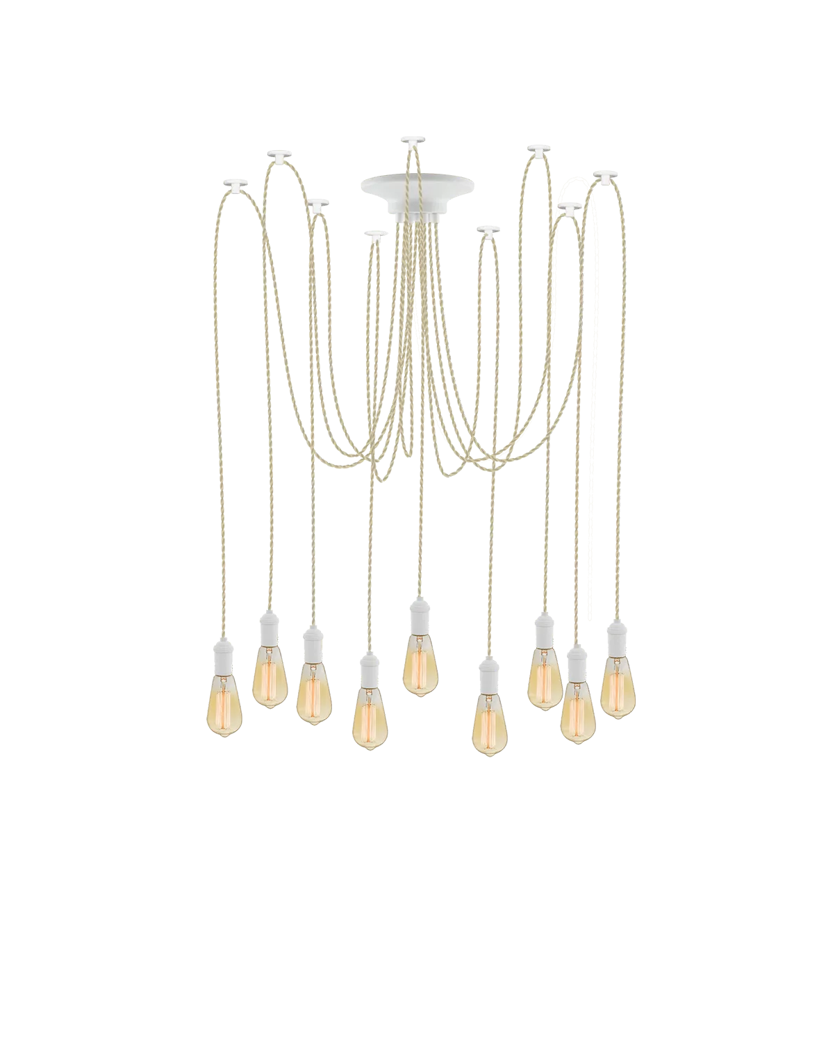 Swag Chandelier: Beige and White