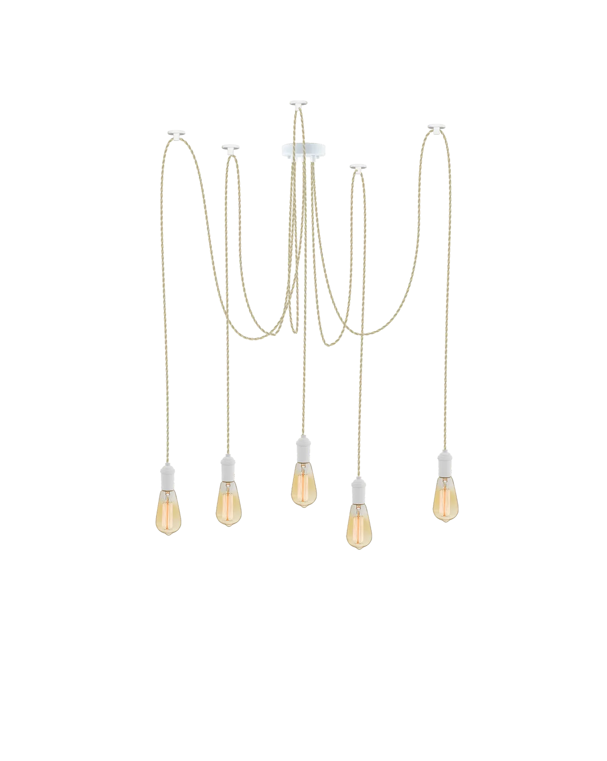 Swag Chandelier: Beige and White