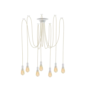 Swag Chandelier: Beige and White