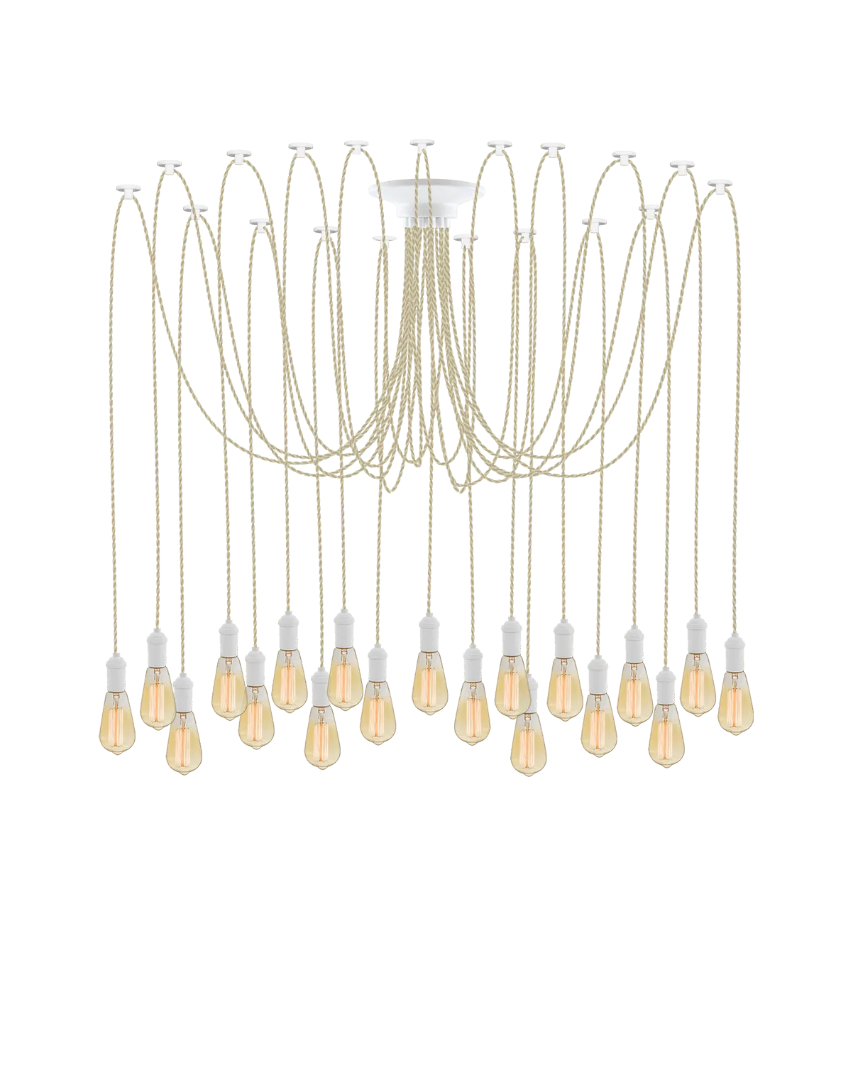 Swag Chandelier: Beige and White