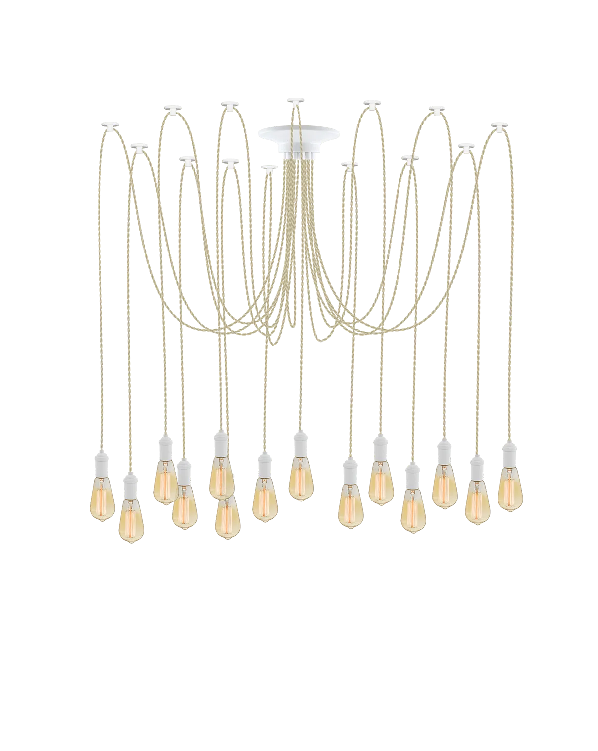 Swag Chandelier: Beige and White