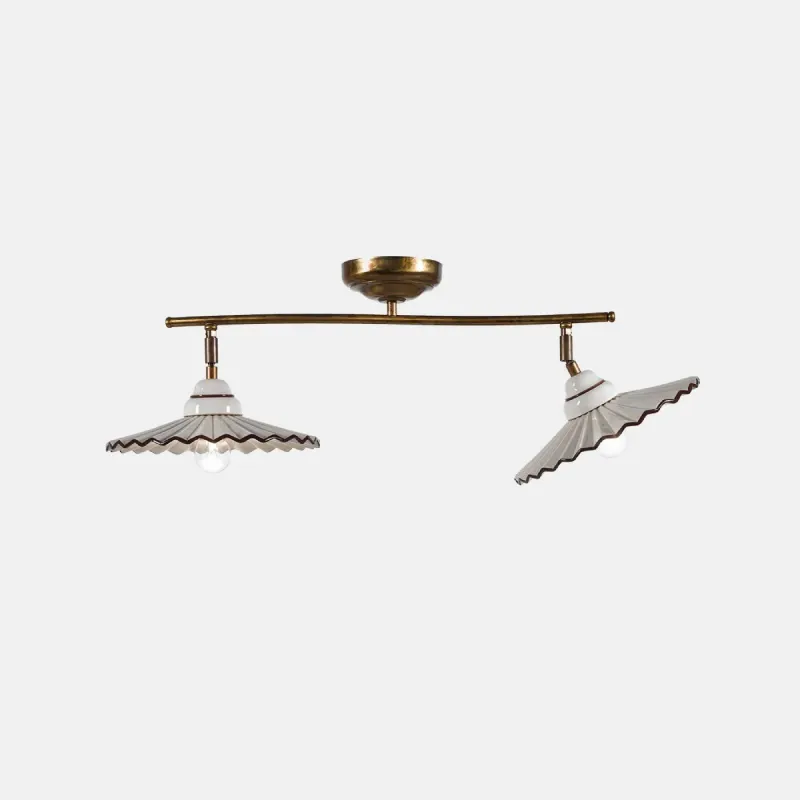 Traditional Scalloped Ceramic Linear Ceiling Light
