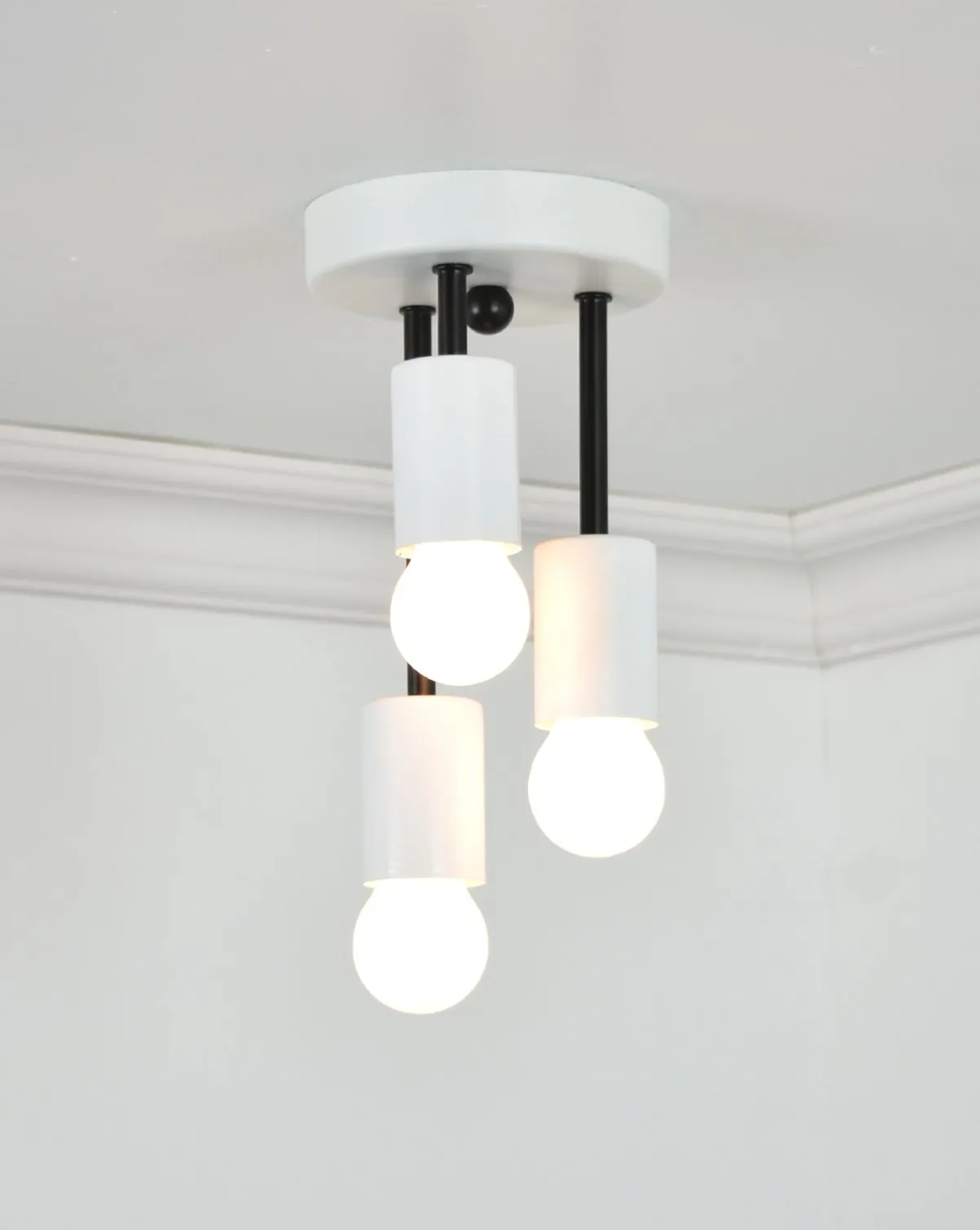 Triple Flush Mount: Modern Black and White