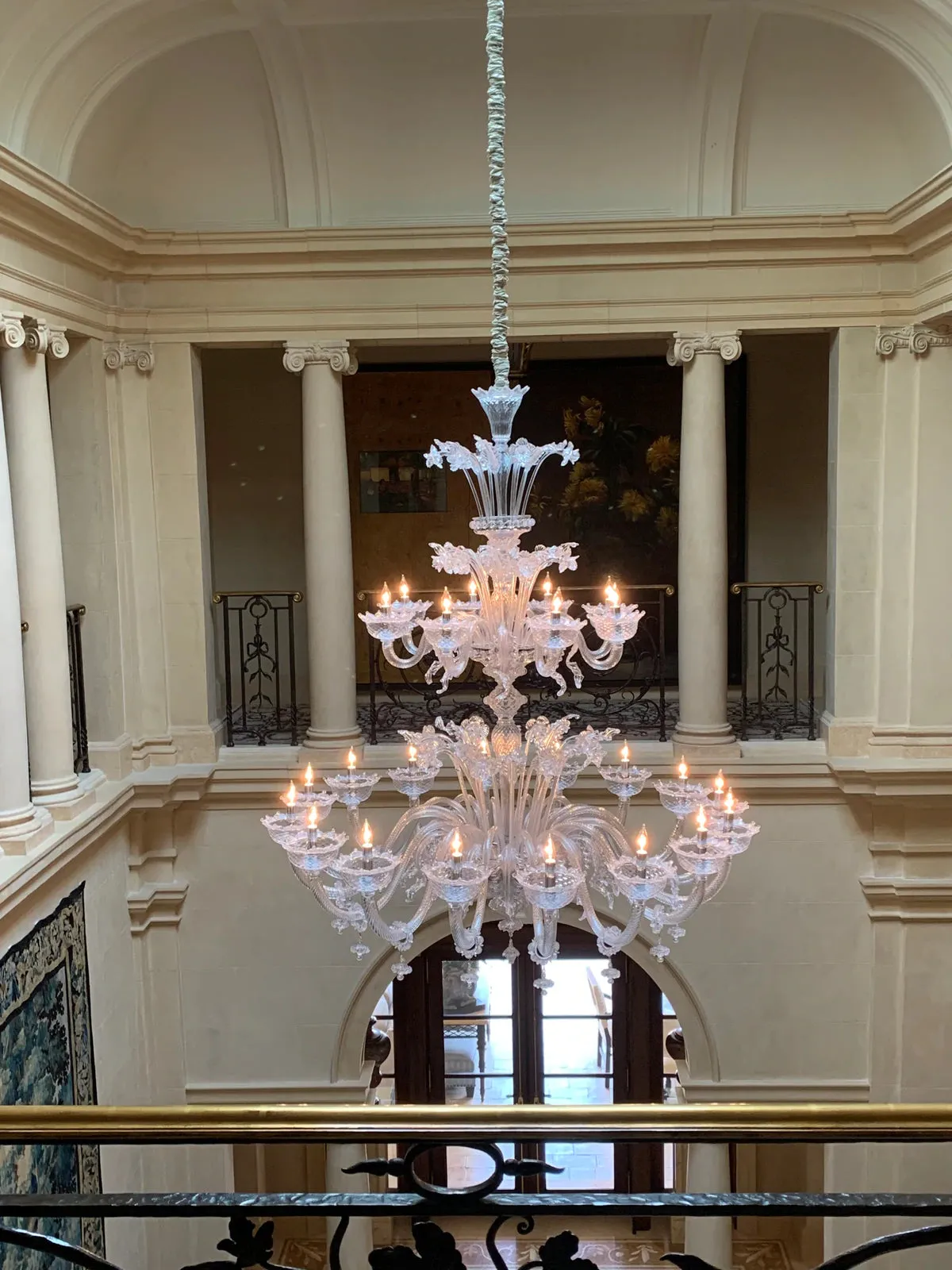 Two Tier Classic Pastoral Chandelier Clear Crystal Art Glass Flowers   Leaves