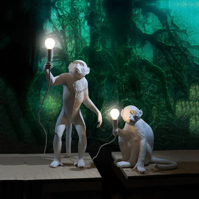 White Monkey Sitting Lamp